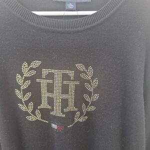 Tommy Hilfiger Black Sweater with Gold Logo